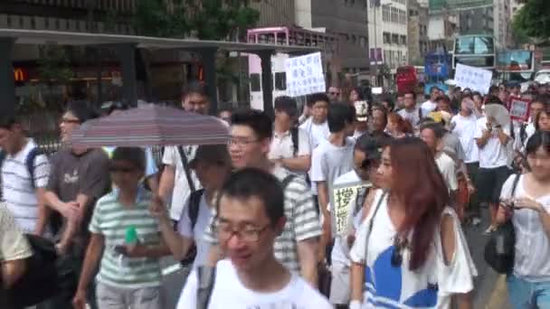 Manifestantes participam de um comício — Vídeo de Stock