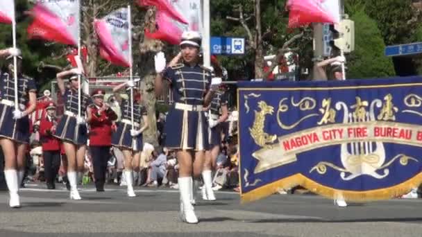 Japanese fire band in Nagoya — Stock Video