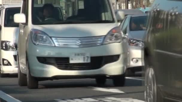 Auto's gaan door een hoofdstraat — Stockvideo