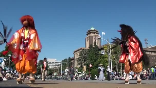 Women dressed as bird geishas — Stock Video