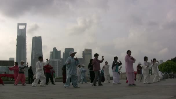 La gente practica tai chi — Vídeo de stock