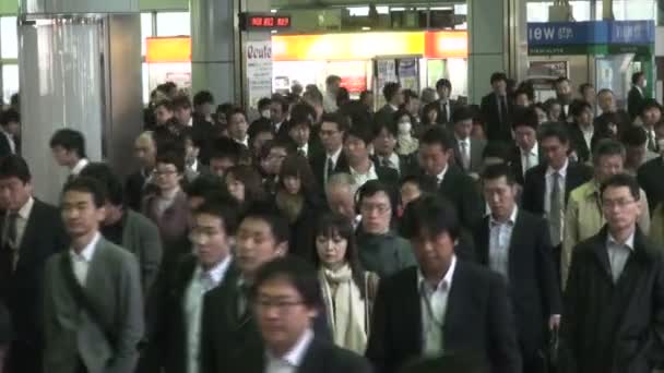 Rush hour at Shinagawa train station in Tokyo. — Stock Video