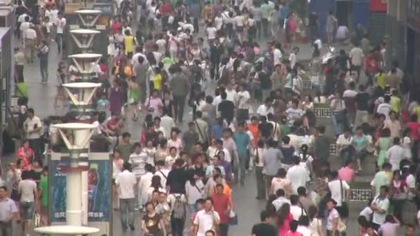 Människor går igenom en upptagen gata — Stockvideo