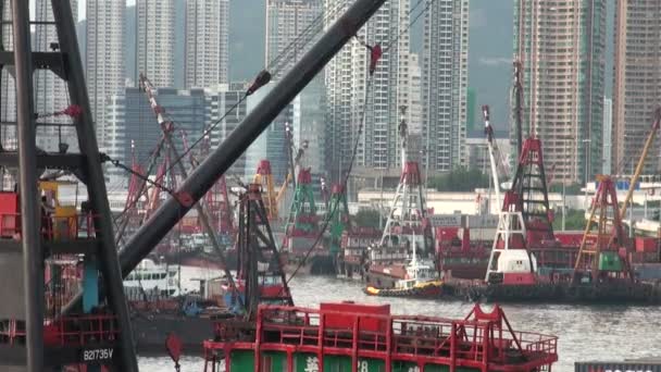 Container Terminal i Hongkong. — Stockvideo