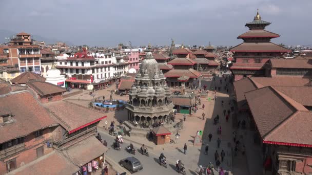 Patan durbar quadratisch in nepal — Stockvideo