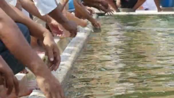 Muzułmańskich mężczyzn umyć powierzchnie beore uczestniczy Meczet — Wideo stockowe