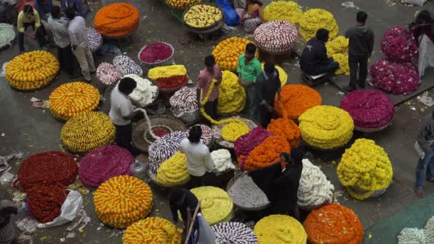 Bloemenmarkt in bangalore — Stockvideo