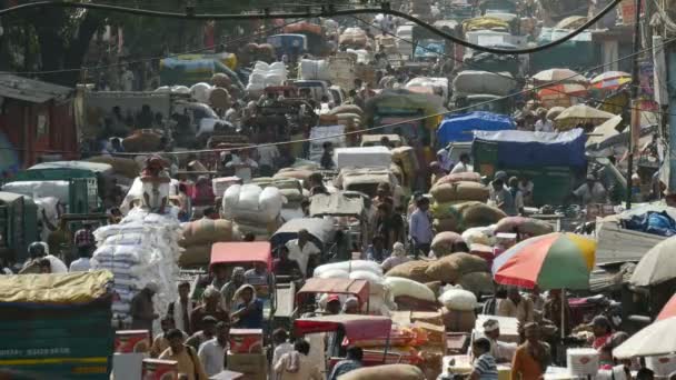 Zaneprázdněný lane v chandni chowk bazar — Stock video