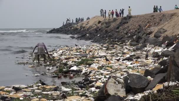 Człowiek szuka przedmiotów do recyklingu — Wideo stockowe