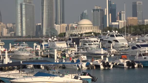 Vue d'ensemble d'une marina à Abu Dhabi — Video