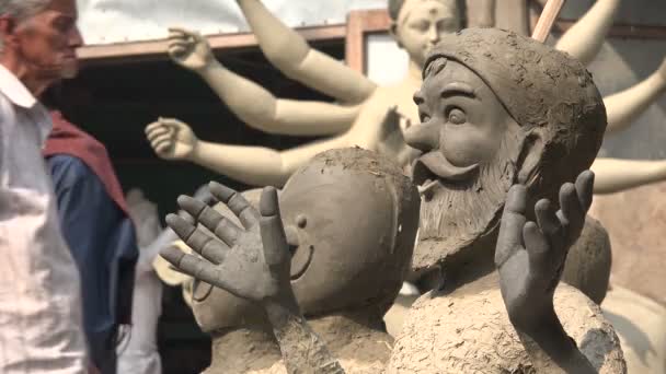 杜尔加普贾庆祝活动的雕像 — 图库视频影像