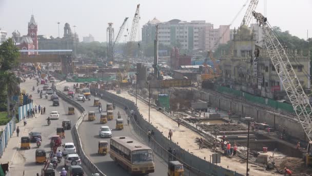 Travaux de construction au centre-ville de Chennai — Video