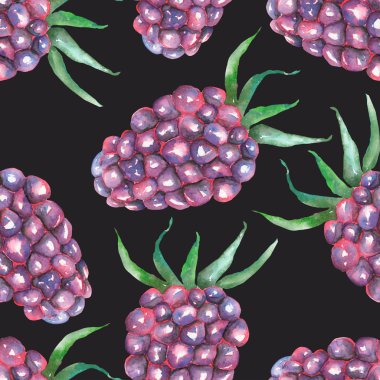 A seamless pattern with the watercolor blackberry
