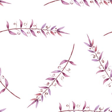A seamless pattern with the watercolor purple branches