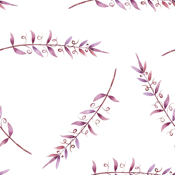 A seamless pattern with the watercolor purple branches — Stockfoto