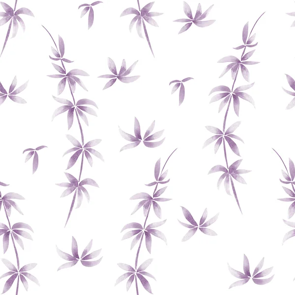 A seamless pattern with the watercolor violet branches on a white background — Stok fotoğraf
