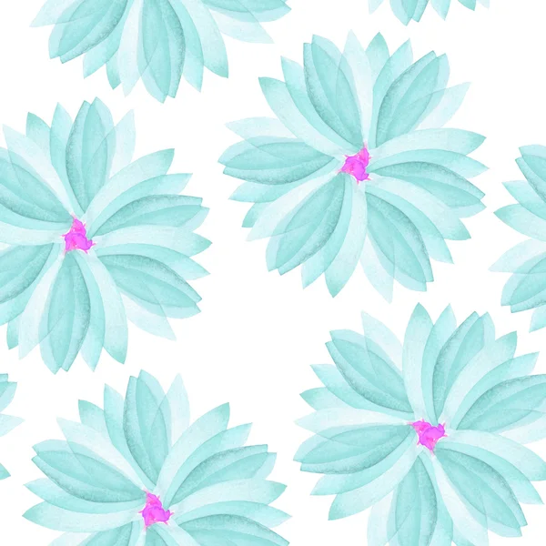 A seamless floral pattern with watercolor hand-drawn blue spring flowers — Stock Photo, Image