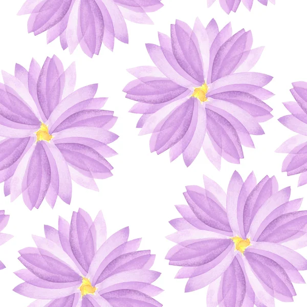 수채화 수채화로 그려진 보라색과 보라색 봄 꽃이 어우빗같은 플로럴 패턴 — 스톡 사진