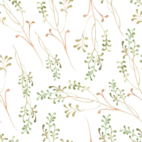 A seamless pattern with the abstract watercolor green branches — Stock Photo, Image