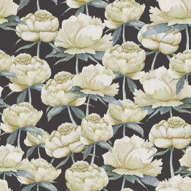 Suluboya beyaz şakayık ile sorunsuz bir desen