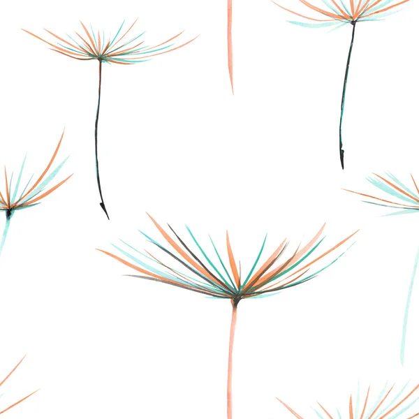 Бесшовный цветочный узор с нечеткими акварельными одуванчиками — стоковое фото