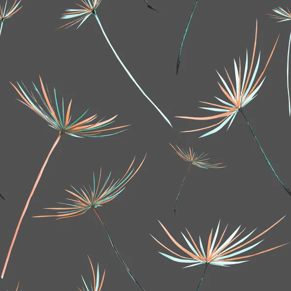 Seamless floral pattern with the watercolor dandelion fuzzies — Zdjęcie stockowe