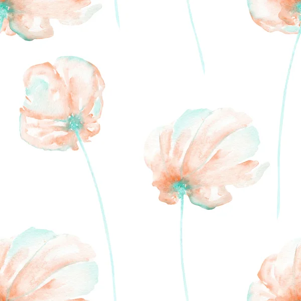 Naadloze bloemmotief met de aquarel roze en mint lucht bloemen — Stockfoto