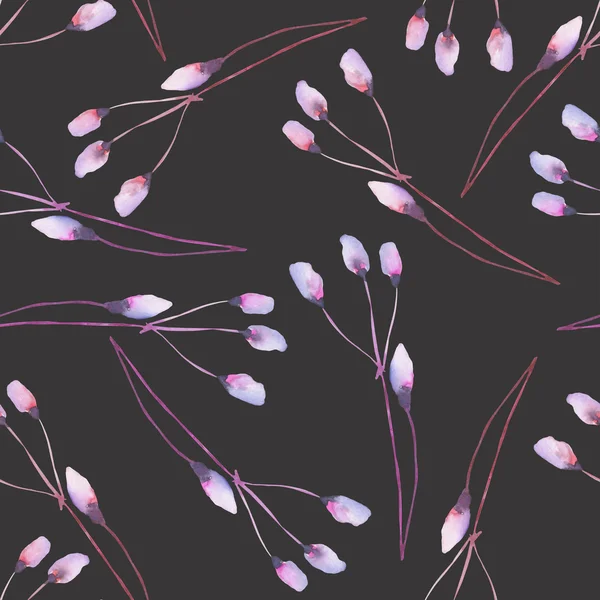 Безшовний квітковий візерунок з абстрактними акварельними фіолетовими гілками — стокове фото
