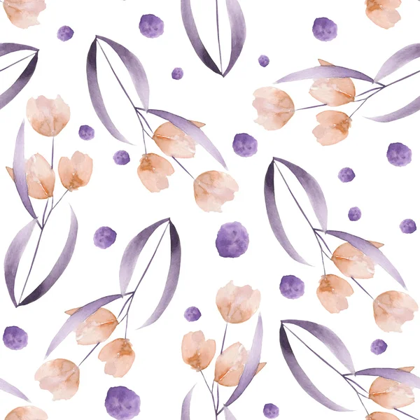 Seamless floral pattern with the watercolor simple pink abstract flowers — Stock fotografie