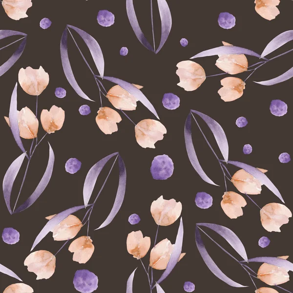 Seamless floral pattern with the watercolor simple pink abstract flowers — Stock fotografie