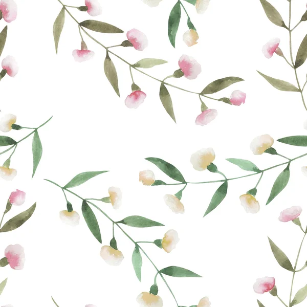 Seamless floral pattern with the watercolor simple pink abstract flowers — 图库照片