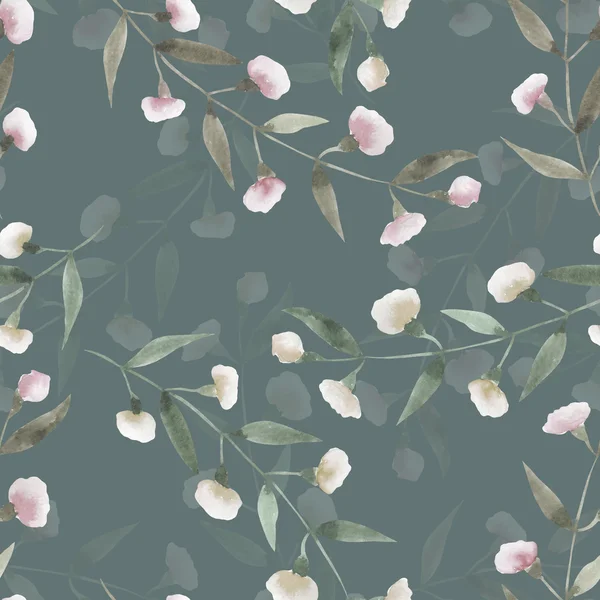 Motif floral sans couture avec les fleurs abstraites roses simples aquarelle — Photo