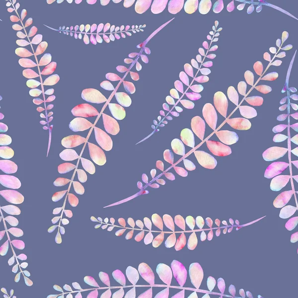 Bezszwowe kwiatowy wzór z abstrakcyjnym akwarela fioletowy i różowy oddziałów — Zdjęcie stockowe