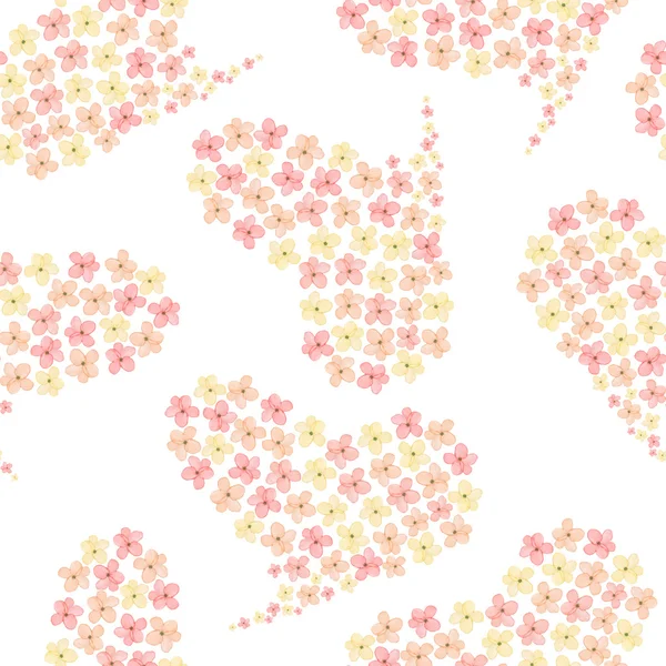 Varrat nélküli mintázat a akvarell szívét pályázat rózsaszín tavaszi virágok — Stock Fotó