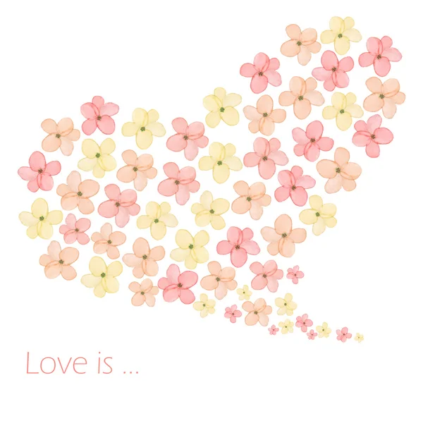 Illustration de coeur à partir de fleurs de printemps roses tendres aquarelle, dessinées à la main sur un fond blanc — Photo