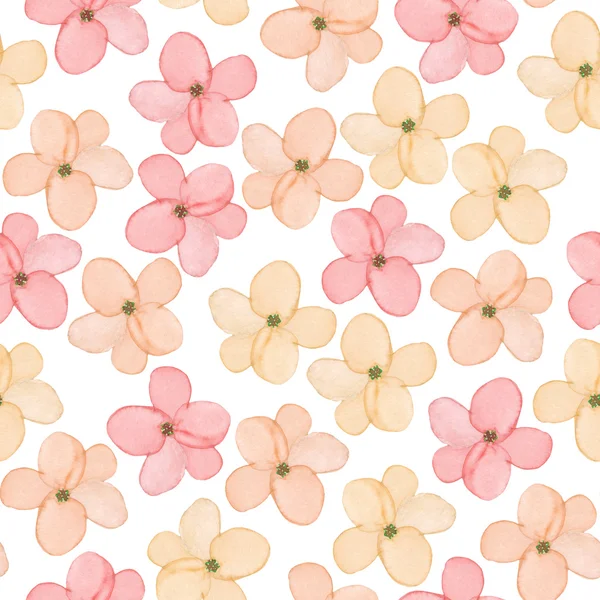 Un patrón floral sin costuras con acuarela dibujado a mano tiernas flores de primavera rosa — Foto de Stock