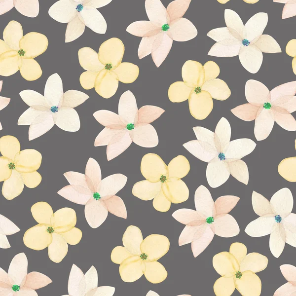 水彩手描きの柔らかいピンク春花のシームレス花柄 — ストック写真