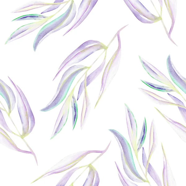 Seamless floral pattern with the abstract watercolor violet branches — Stock Photo, Image