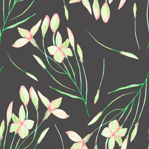 Bezproblémové květinovým vzorem akvarel kreslené nabídky růžový jarními květy — Stock fotografie