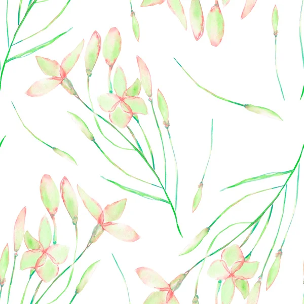 Ein nahtloses Blumenmuster mit von Hand gezeichneten zartrosa Frühlingsblumen — Stockfoto