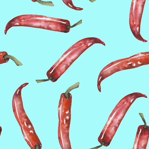 A seamless pattern with the isolated red chili peppers — Stock Photo, Image