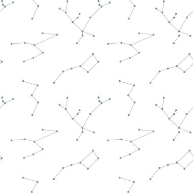 Beyaz arkaplanda takımyıldızlarının kusursuz deseni