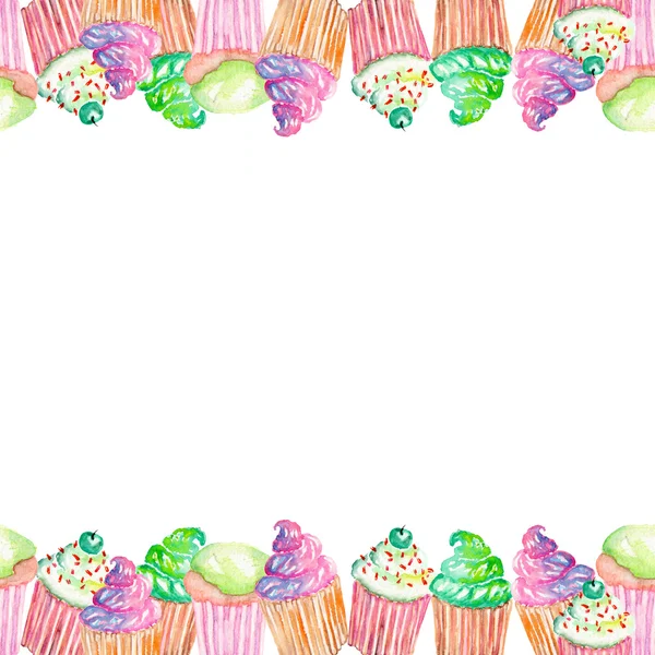 Template postcard with muffins — Stock Image Template postcard with muffins Stock Photo