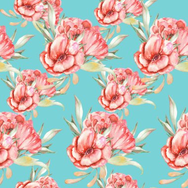 Kırmızı çiçekli desen