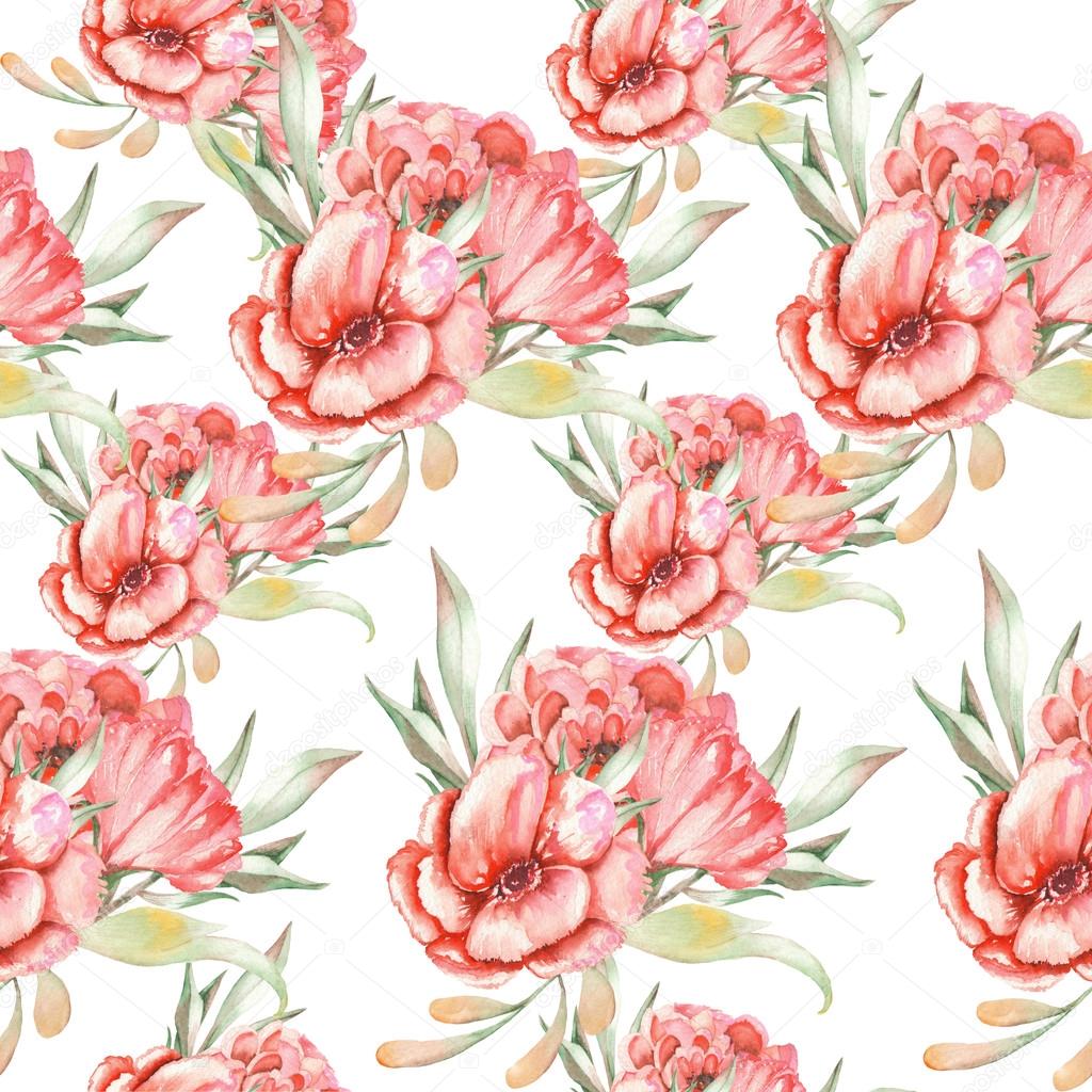 Pattern with red flowers