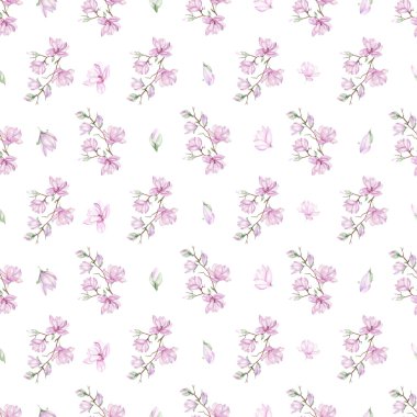 Pattern with small magnolias clipart