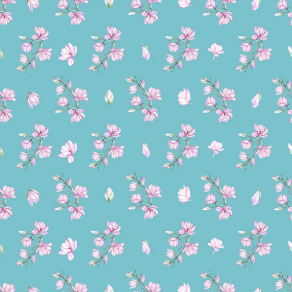 Pattern with small magnolias — Stock Photo, Image