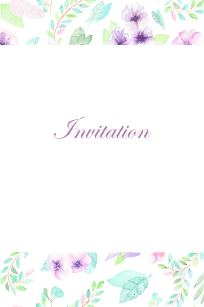 Blommig akvarell inbjudan för fest, bröllop — Stockfoto