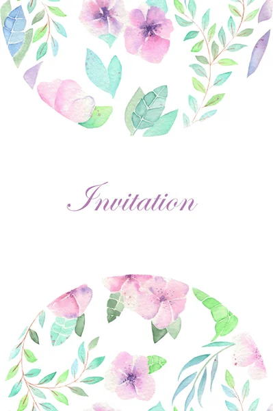 Цветочные акварельные приглашения на праздник, свадьбу — стоковое фото