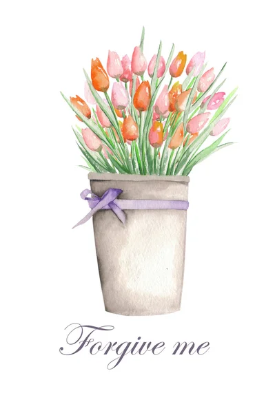 Tulips in a bucket — Stock Photo, Image